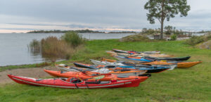 Kayaks on a beach in Stockholm